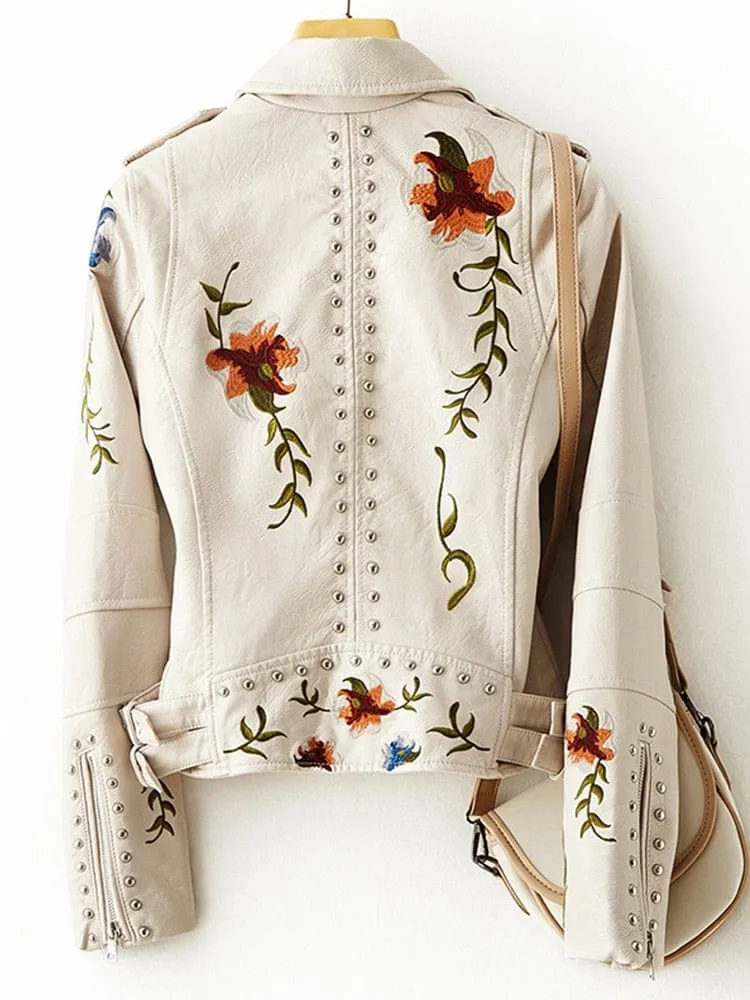 Floral Mia Leather Jacket