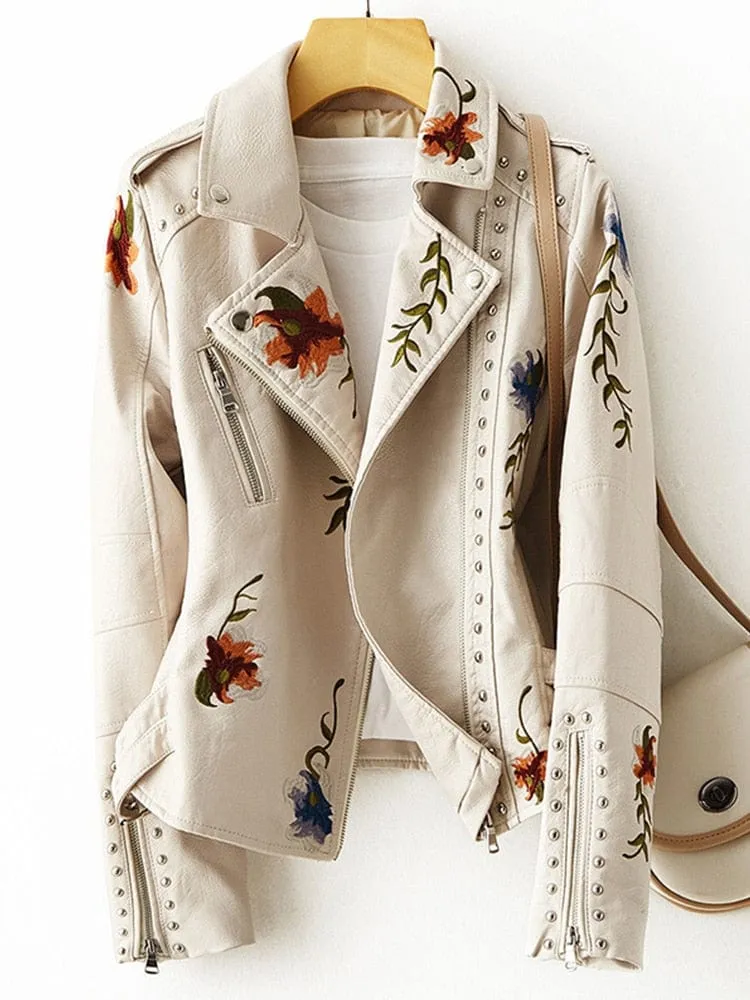 Floral Mia Leather Jacket