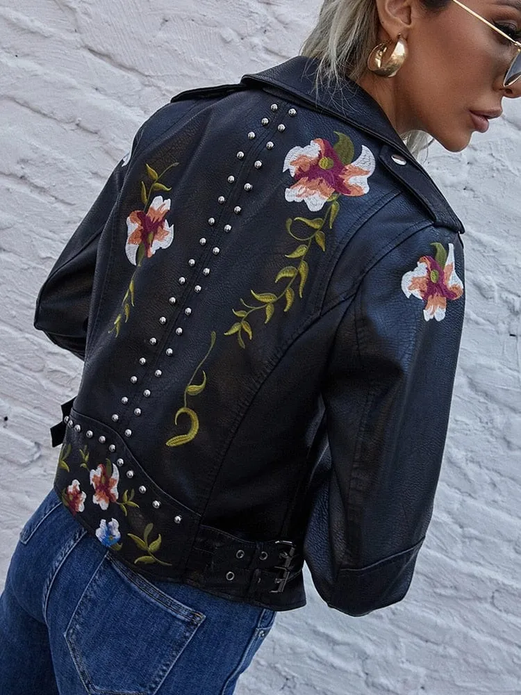 Floral Mia Leather Jacket