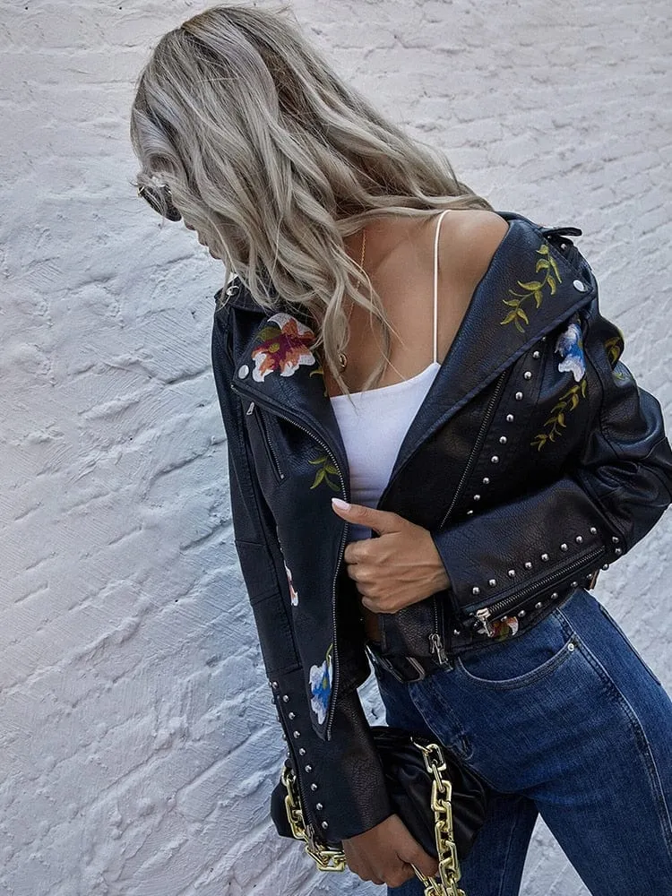 Floral Mia Leather Jacket