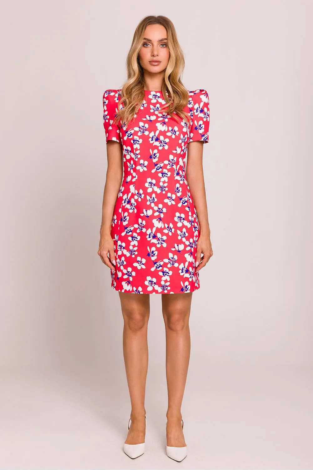 Floral print short puffed sleeves daydress