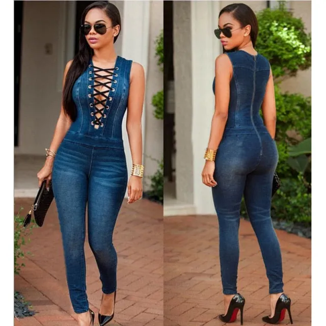 Front Lace-Up Jumpsuit