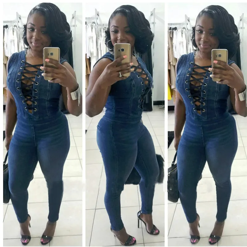 Front Lace-Up Jumpsuit