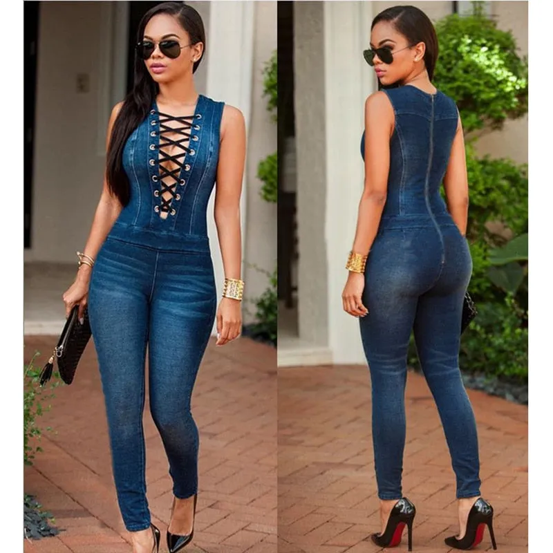 Front Lace-Up Jumpsuit