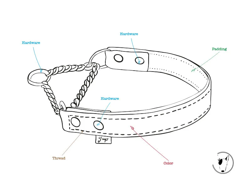 Fully Customizable Padded Leather Martingale Dog Collar