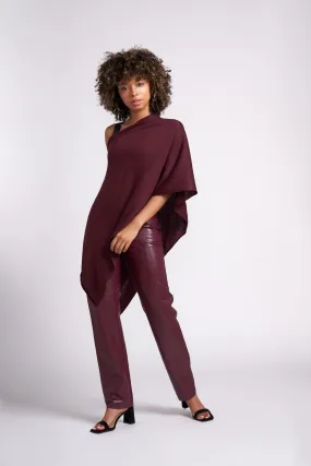 Garnet Red Eva Lightweight Knit Poncho