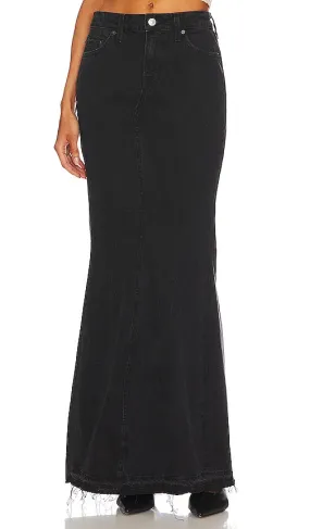GRLFRND Ariana Flared Maxi Skirt in Black