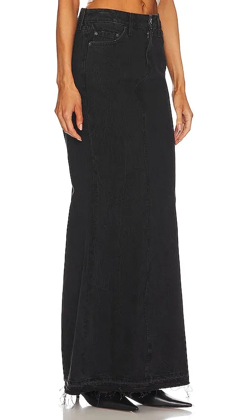 GRLFRND Ariana Flared Maxi Skirt in Black