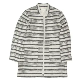 H&M Womens Overcoat Jacket Cream Striped M
