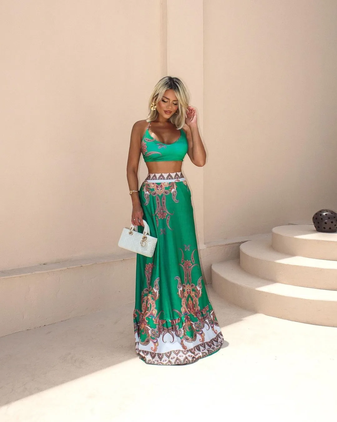 Hera Crop Top and Maxi Skirt Set