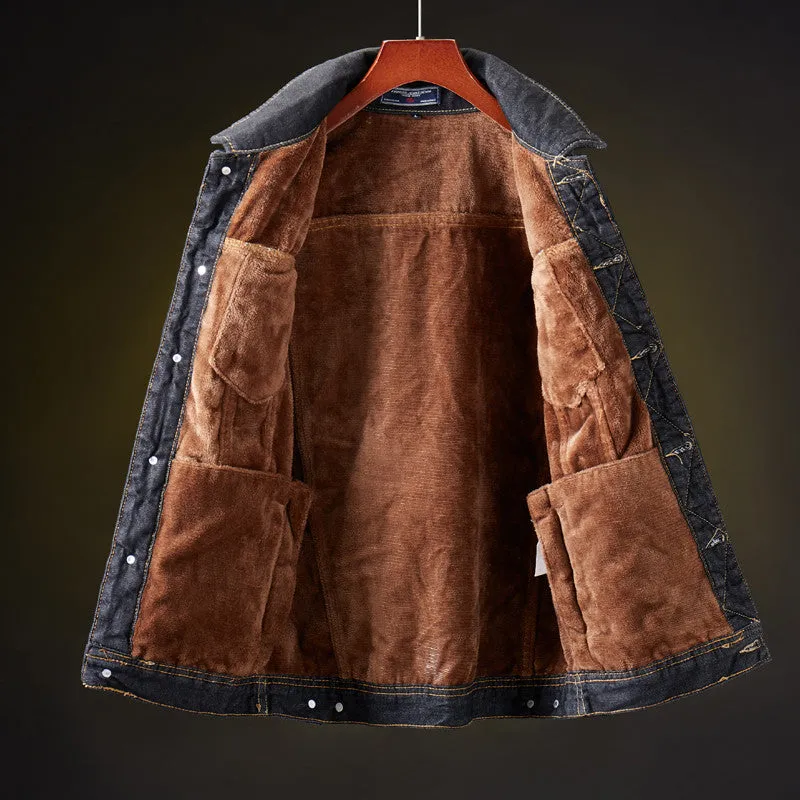 Heren Cowboy Denim Jas met Fleece