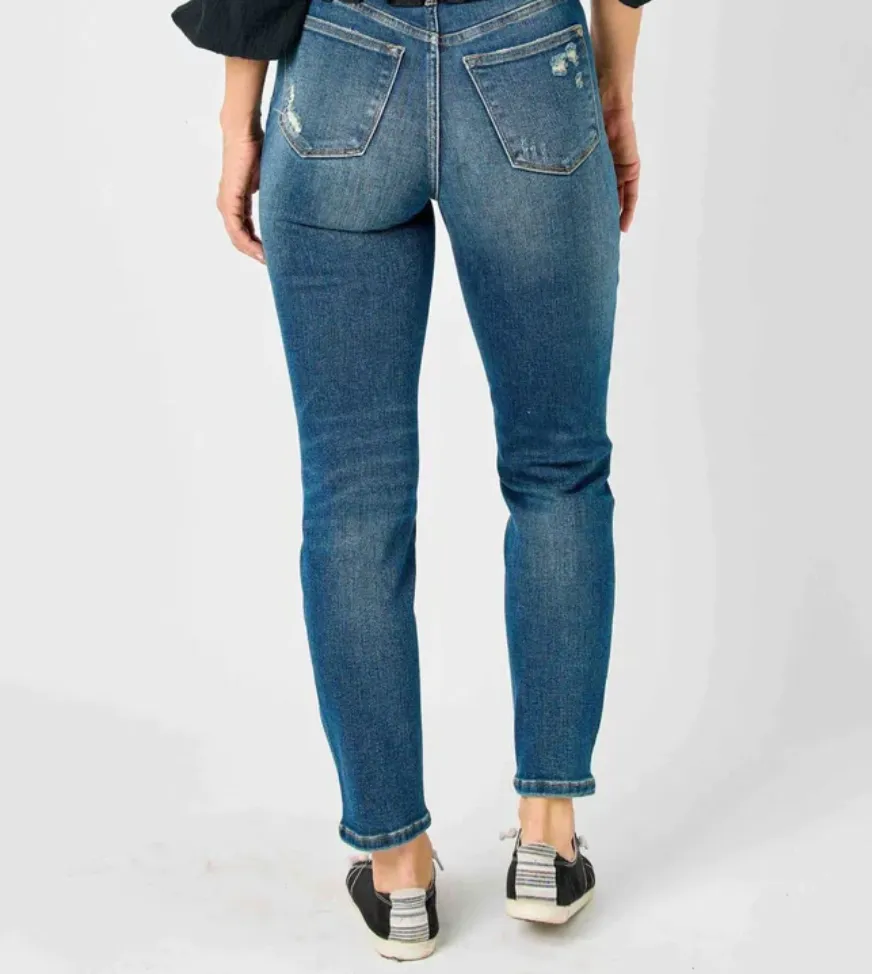 High Waist Tummy Control Slim Straight Fit Jeans