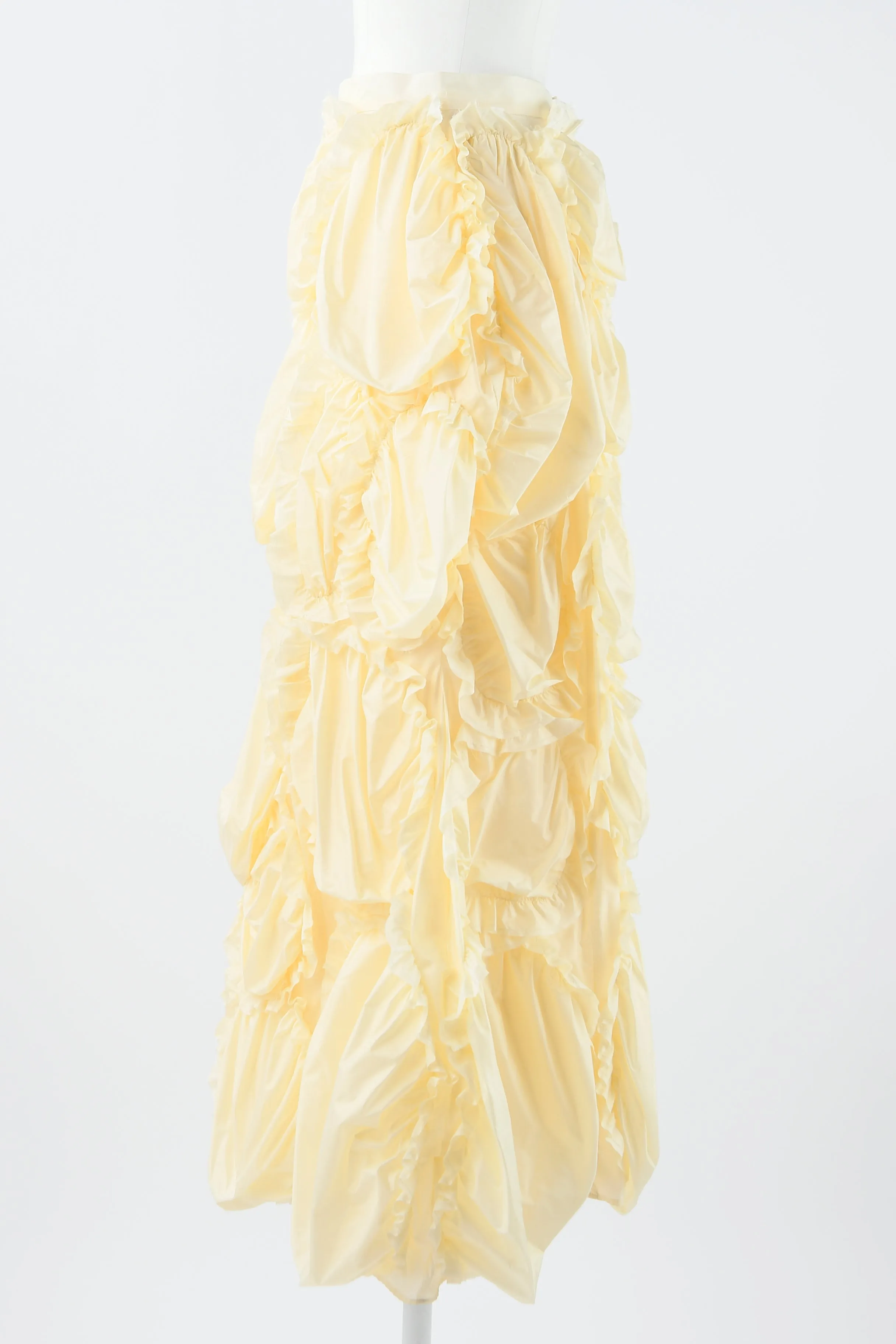 High-waisted Ruffled Midi Skirt (Off white)