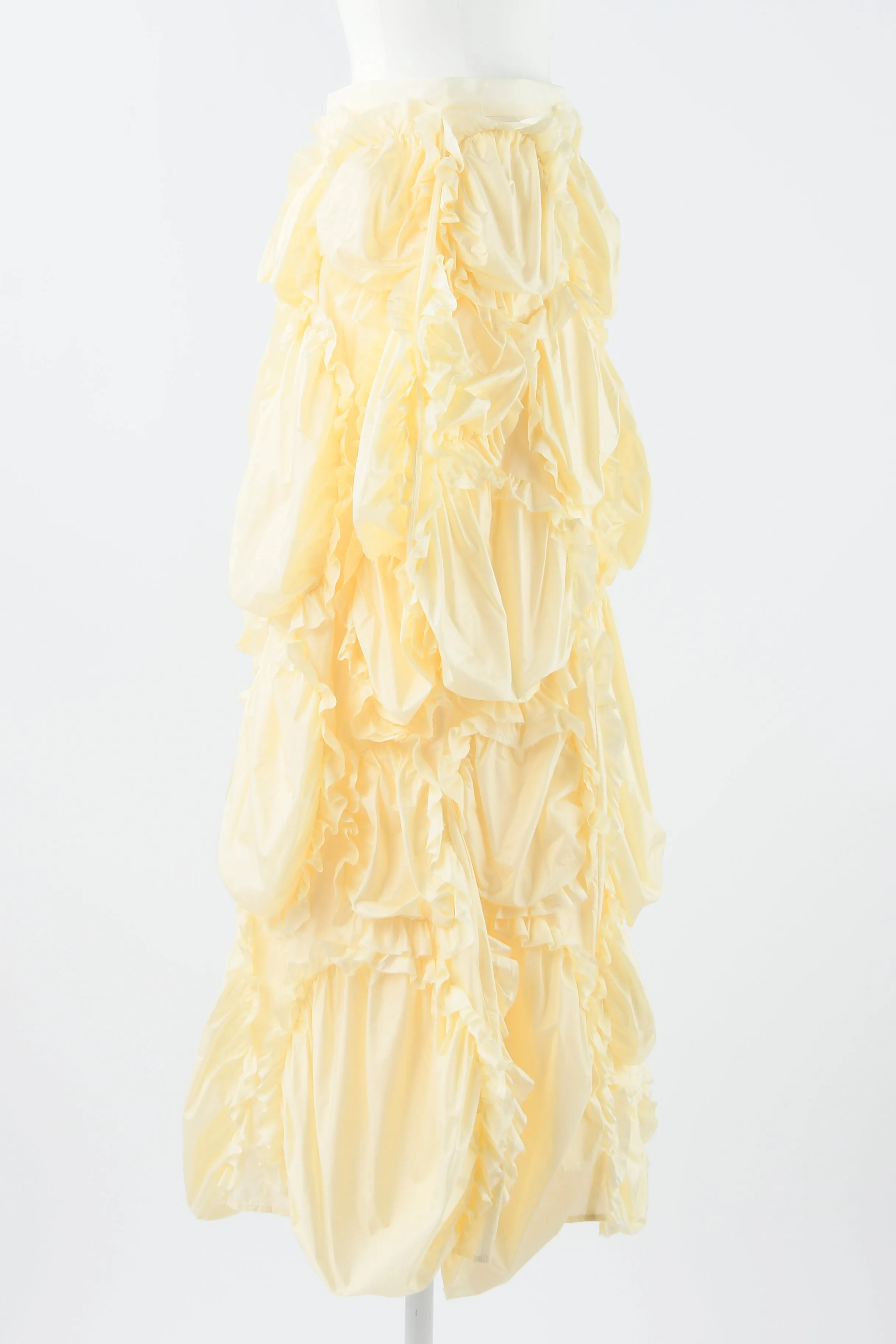 High-waisted Ruffled Midi Skirt (Off white)