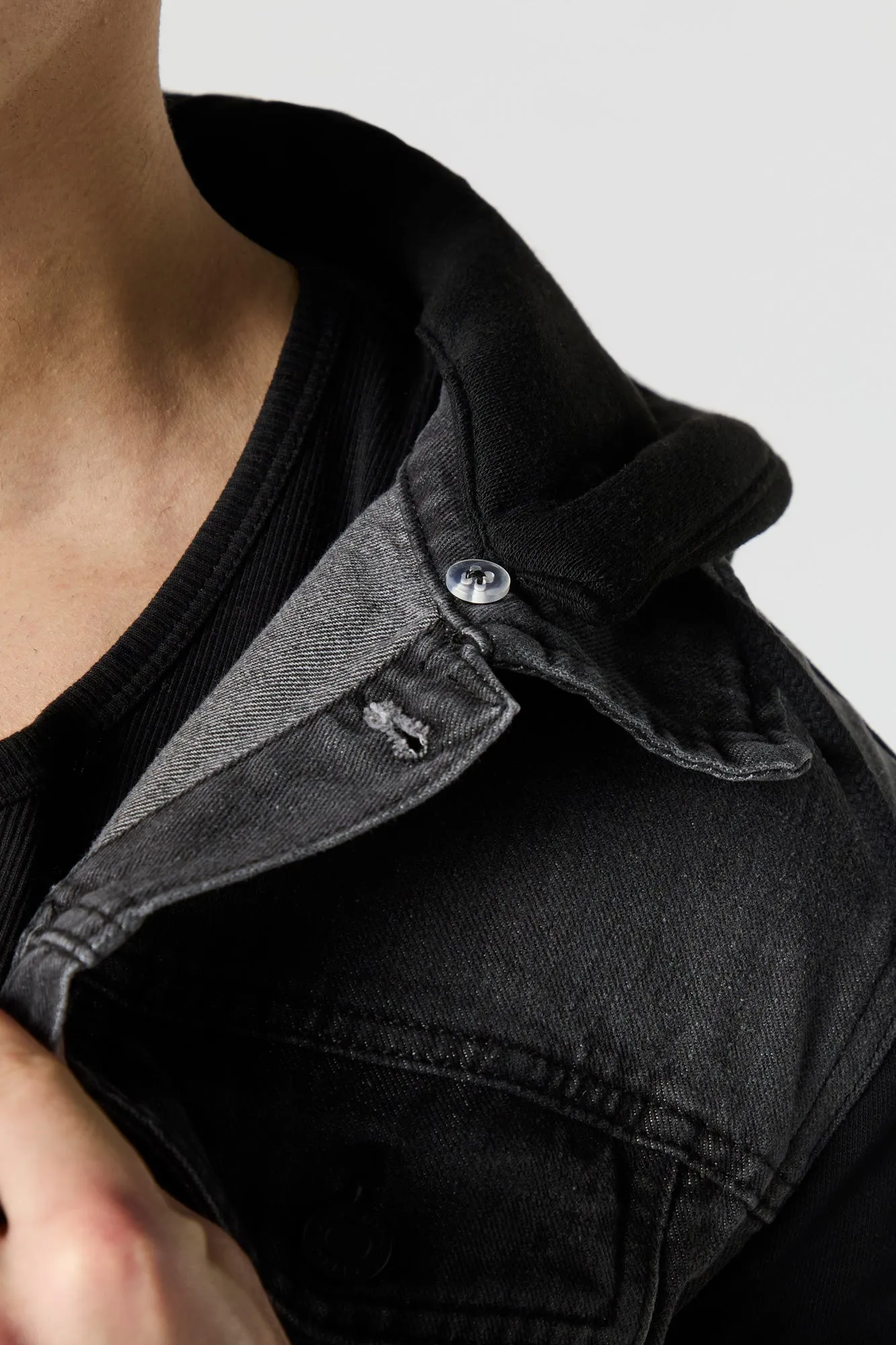 Hooded Fleece Denim Jacket
