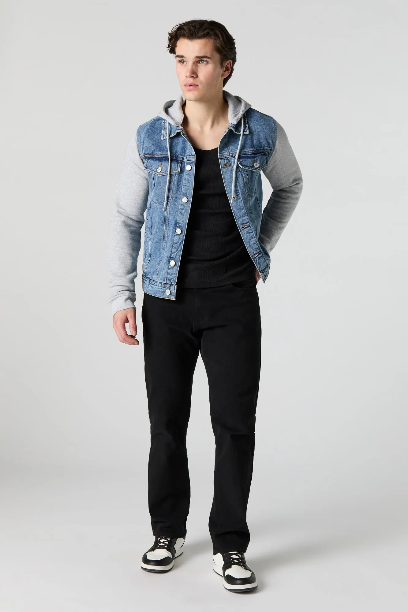 Hooded Fleece Denim Jacket