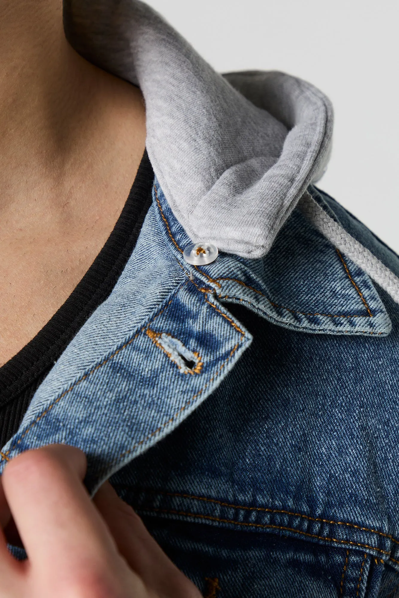 Hooded Fleece Denim Jacket