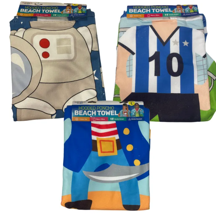 Hooded Poncho Towel Kids Asst