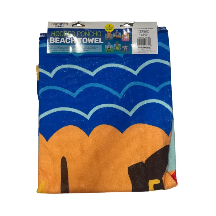 Hooded Poncho Towel Kids Asst