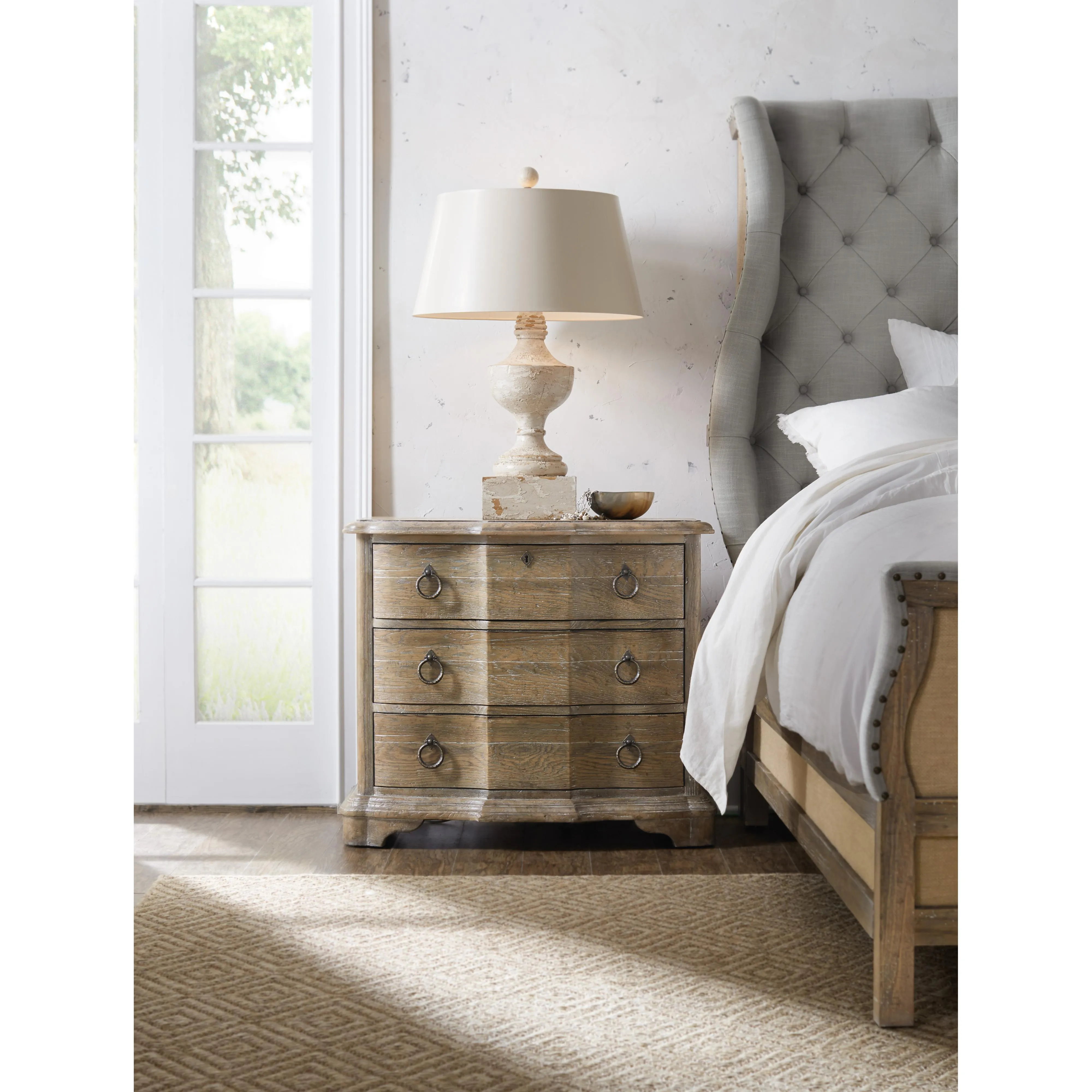 Hooker Furniture 5750-90016-MWD Boheme Bastogne Three-Drawer Nightstand
