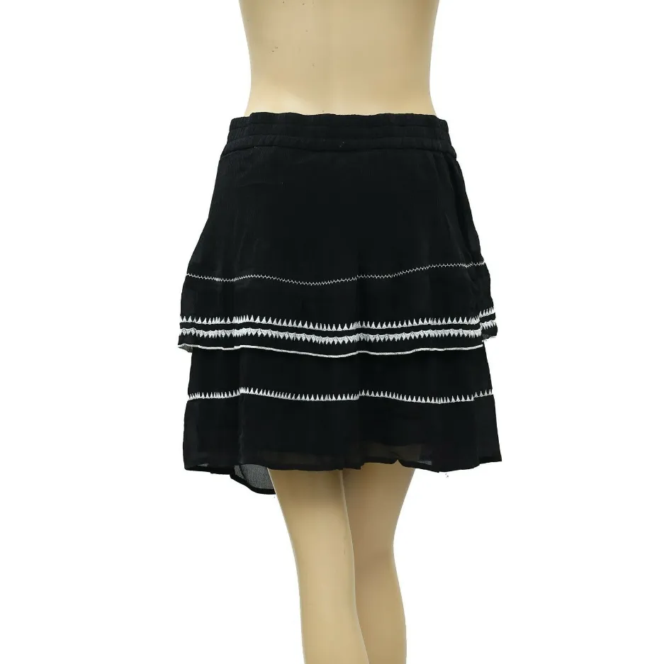 IRO Oviane Layered Embroidered Gauze Mini Skirt