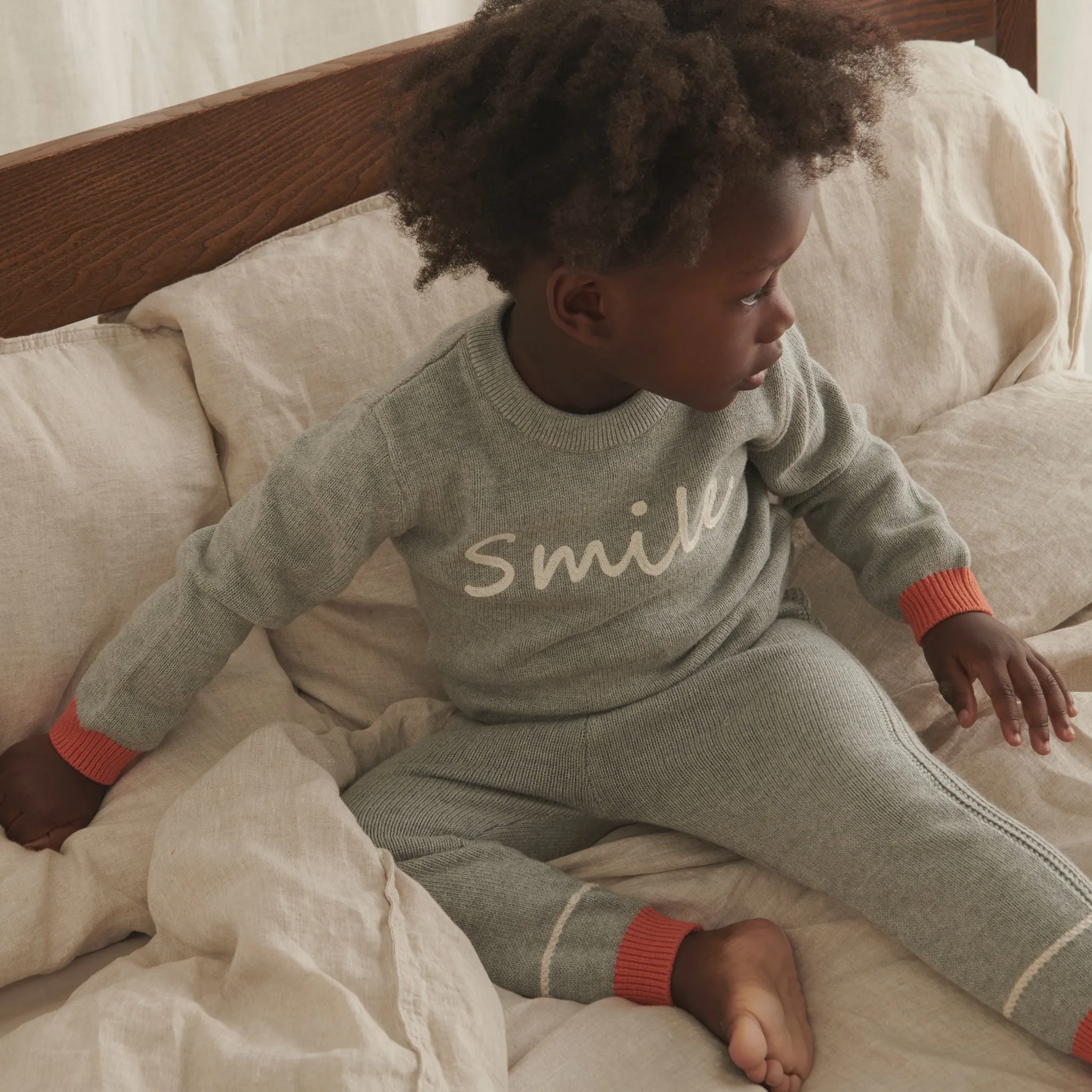 Knitted Smile Slogan Jumper & Joggers Outfit
