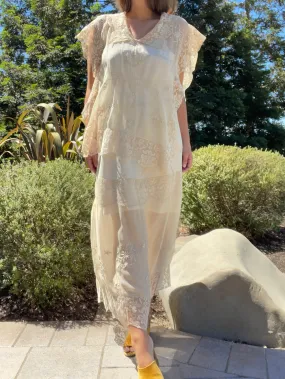 Late Edwardian Chiffon & Filet Lace Two Piece Dress