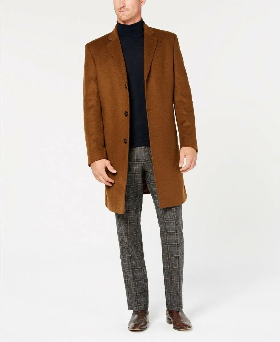Lauren Ralph Lauren Mens Regular fit Overcoat Coat 46 R Brown Solid