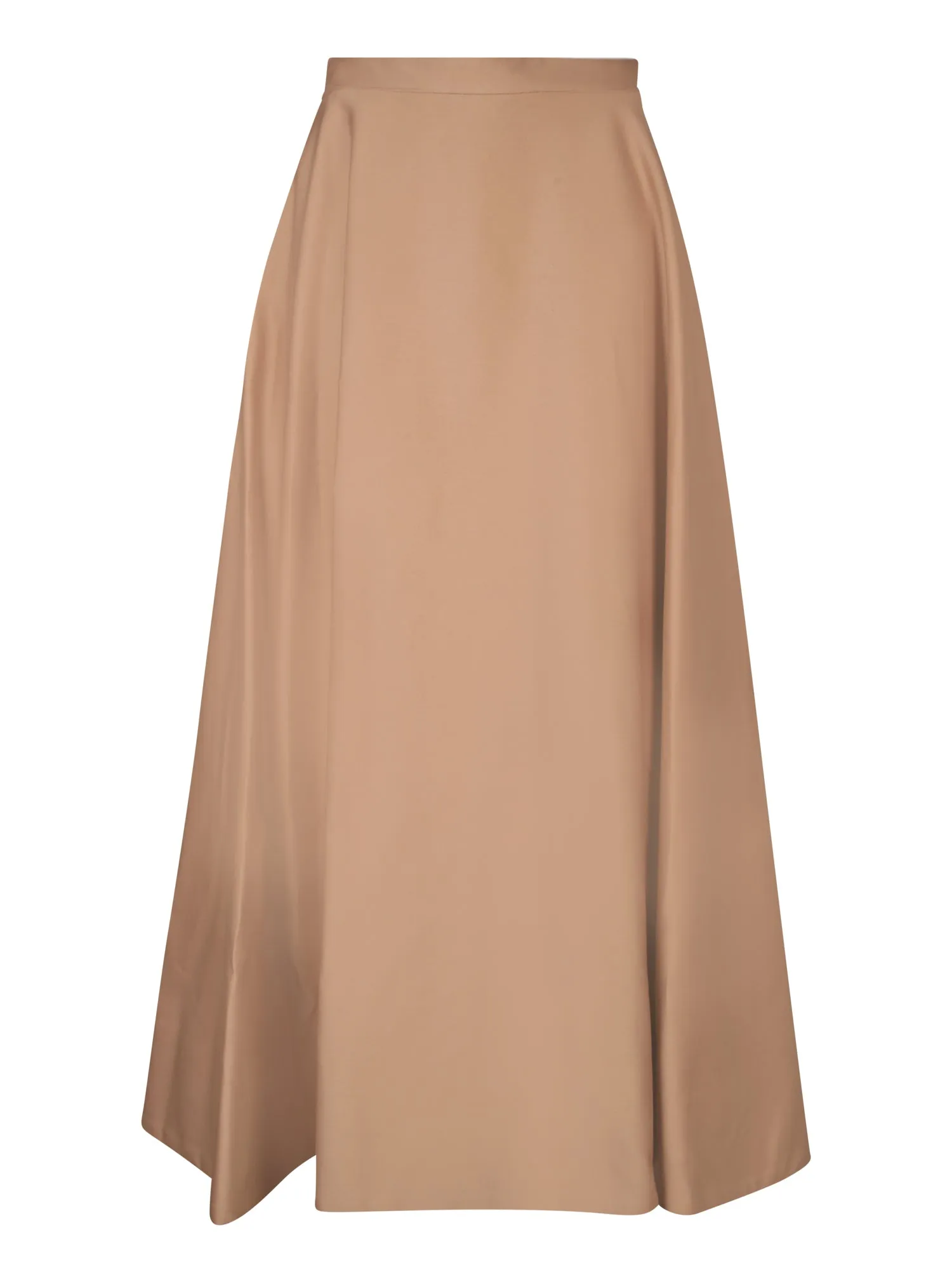 Leather Brown Midi Flare Skirt