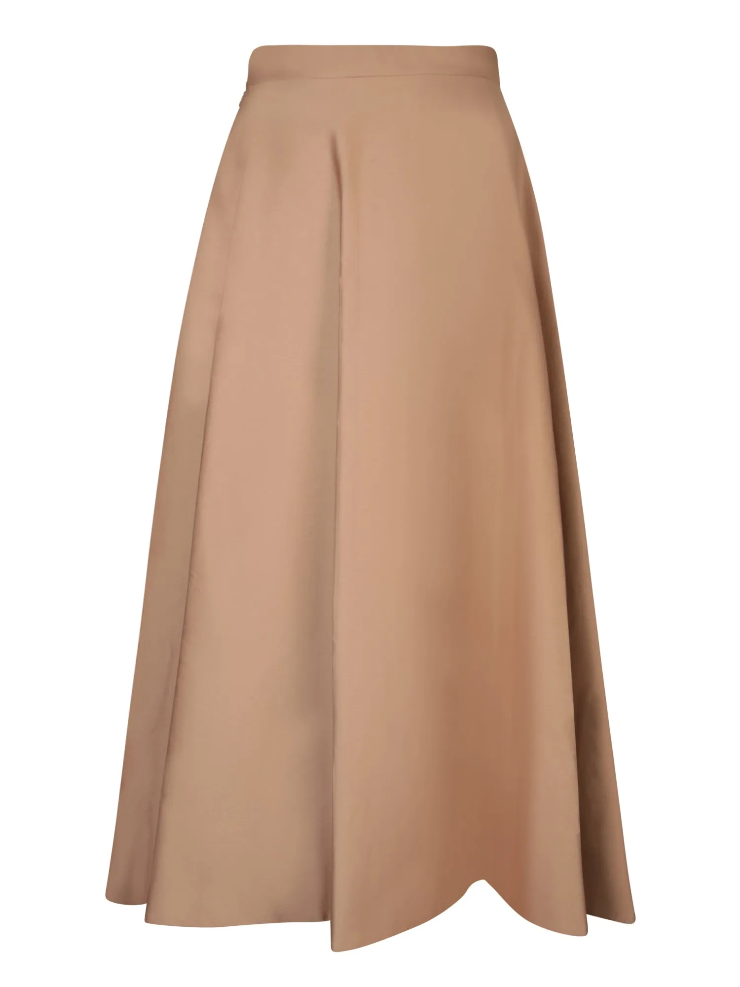 Leather Brown Midi Flare Skirt