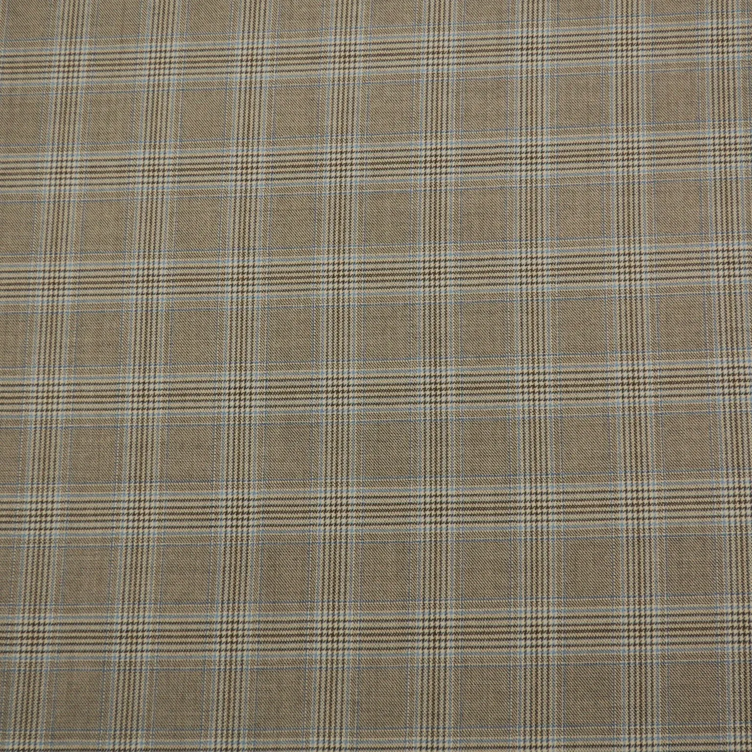 Light Brown Tartan Loro Piana Super 120's Extrafine Merino Wool Fabric
