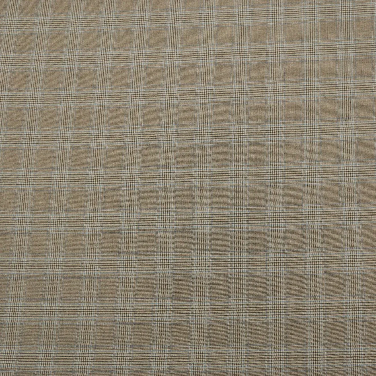 Light Brown Tartan Loro Piana Super 120's Extrafine Merino Wool Fabric