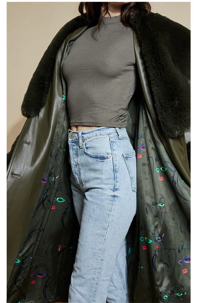 Liv Leather Coat Fur Collar