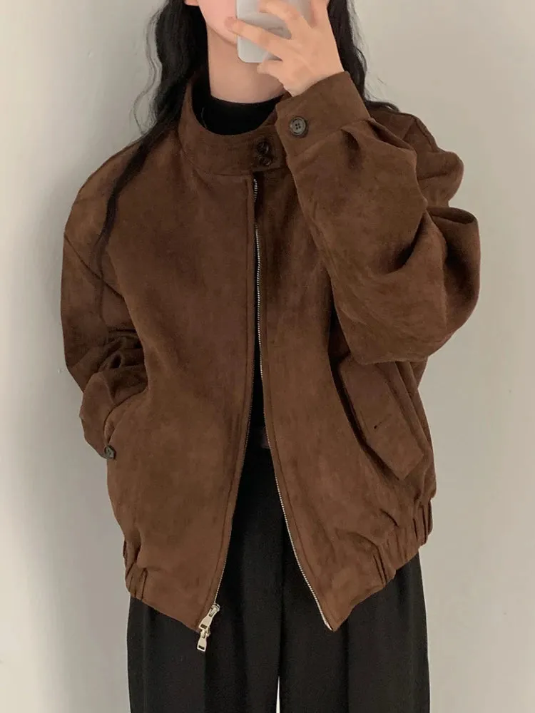 LIZAKOSHT  -  Autumn Winter Retro Warm Double Zipper Jacket Women Korea Chic Design Streetwear Loose Coat Y2k Oversize Fur Jacket Clothing New