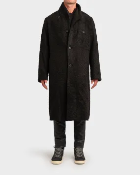 Long Black Boiled Wool Coat