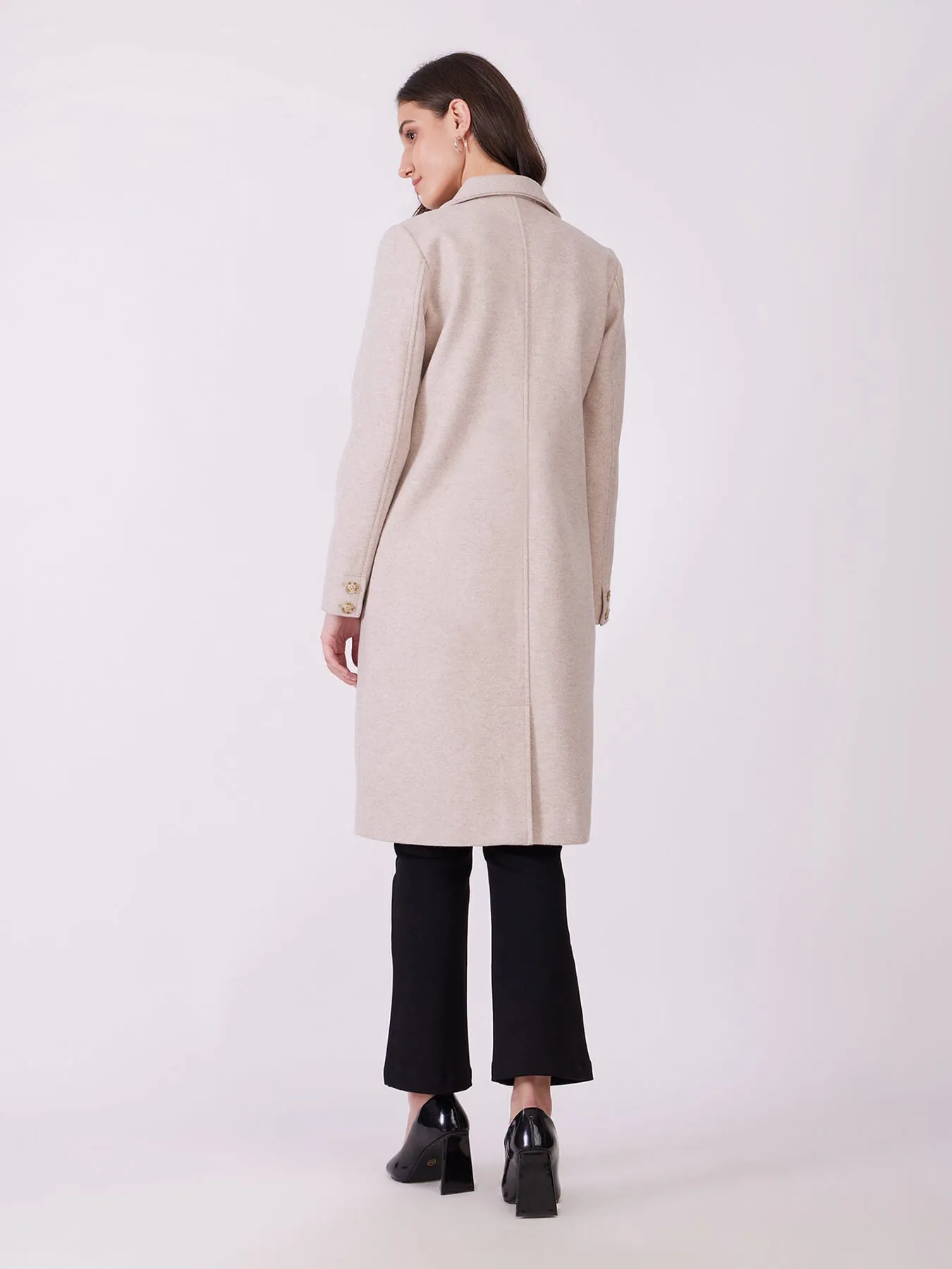 Long Felted Overcoat - Beige
