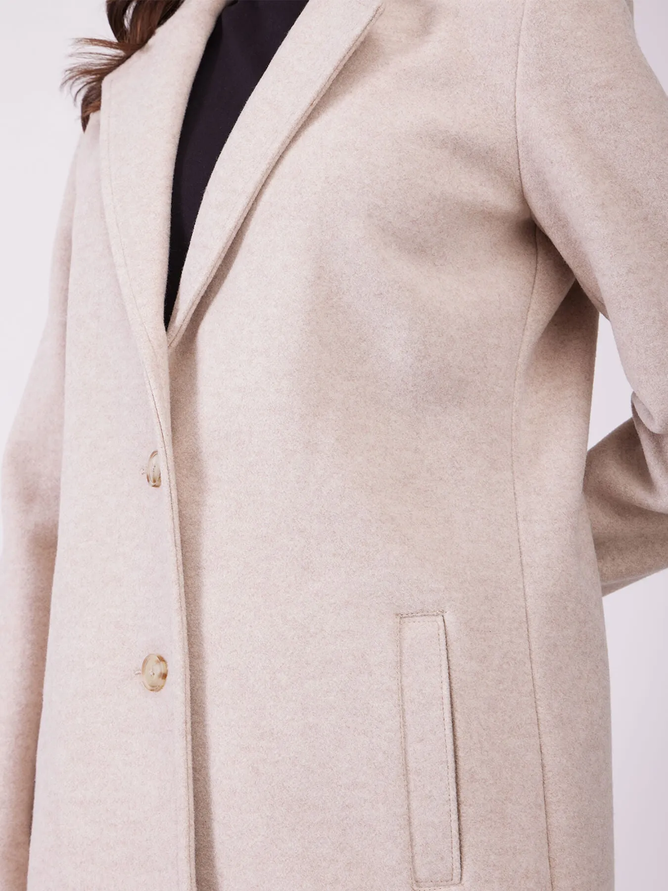 Long Felted Overcoat - Beige