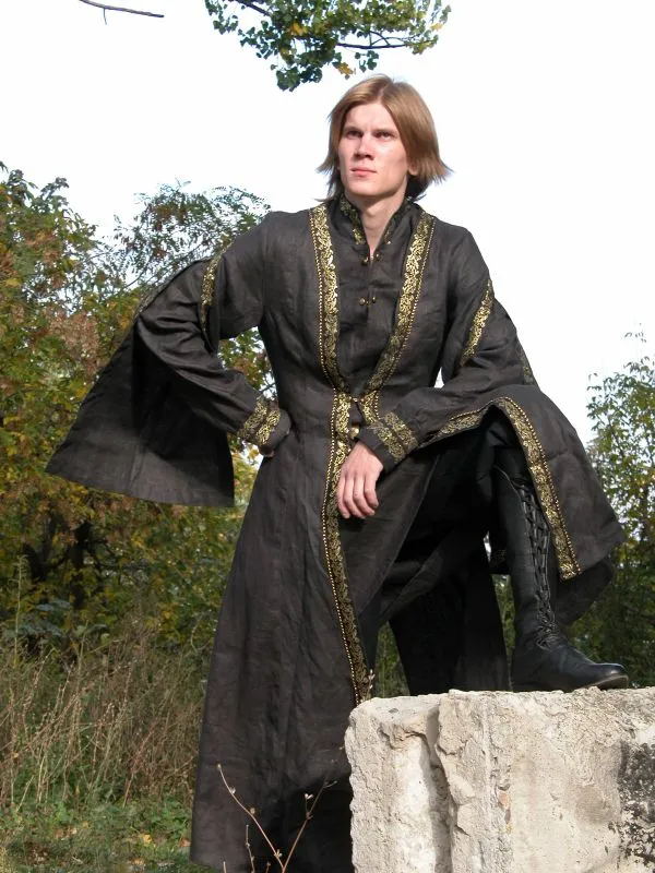 Long Medieval Flax Overcoat