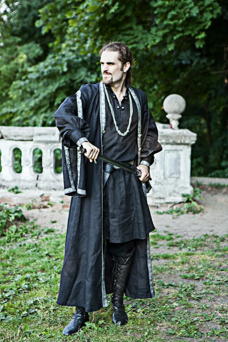 Long Medieval Flax Overcoat
