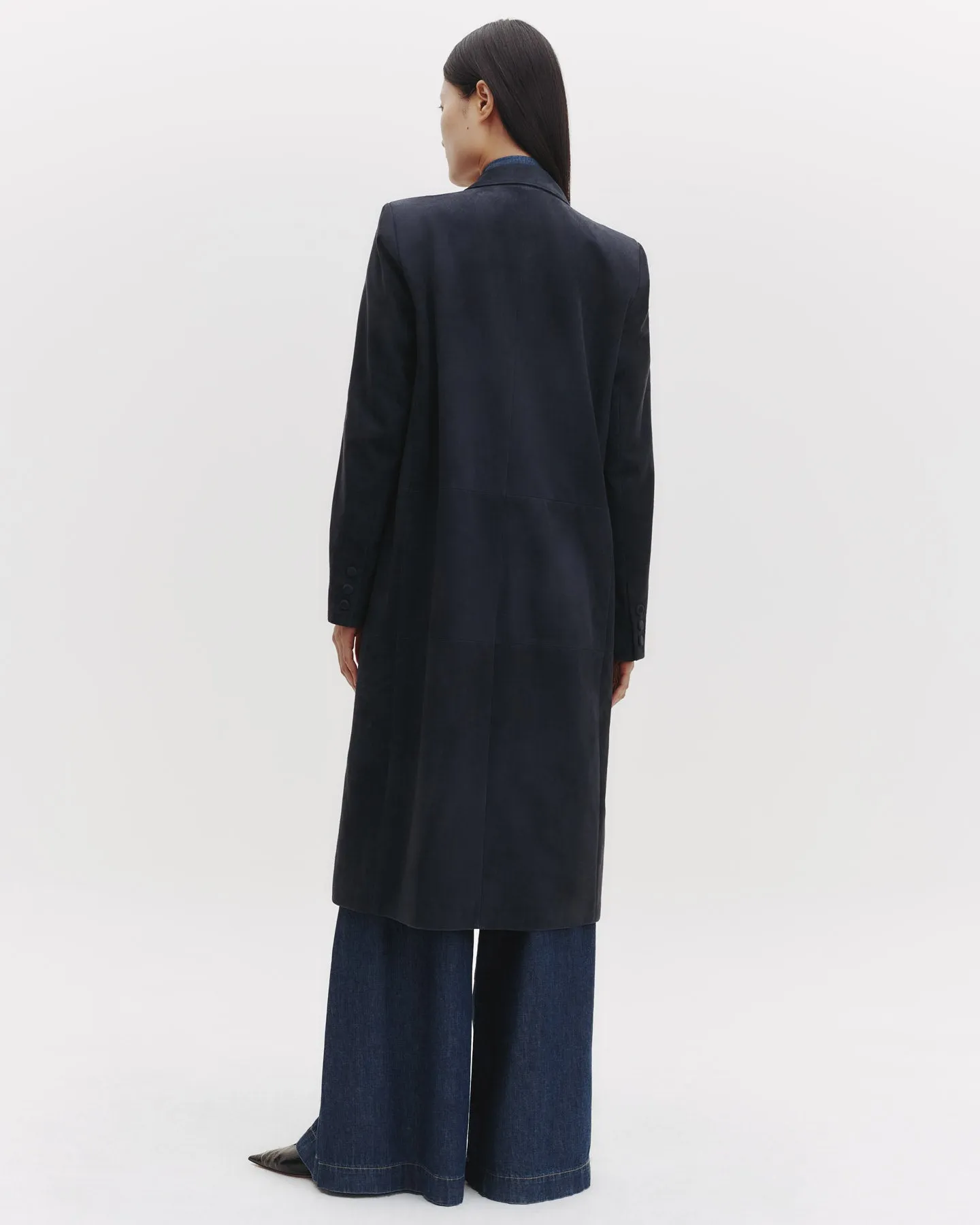 Long Run Coat in Paper Suede