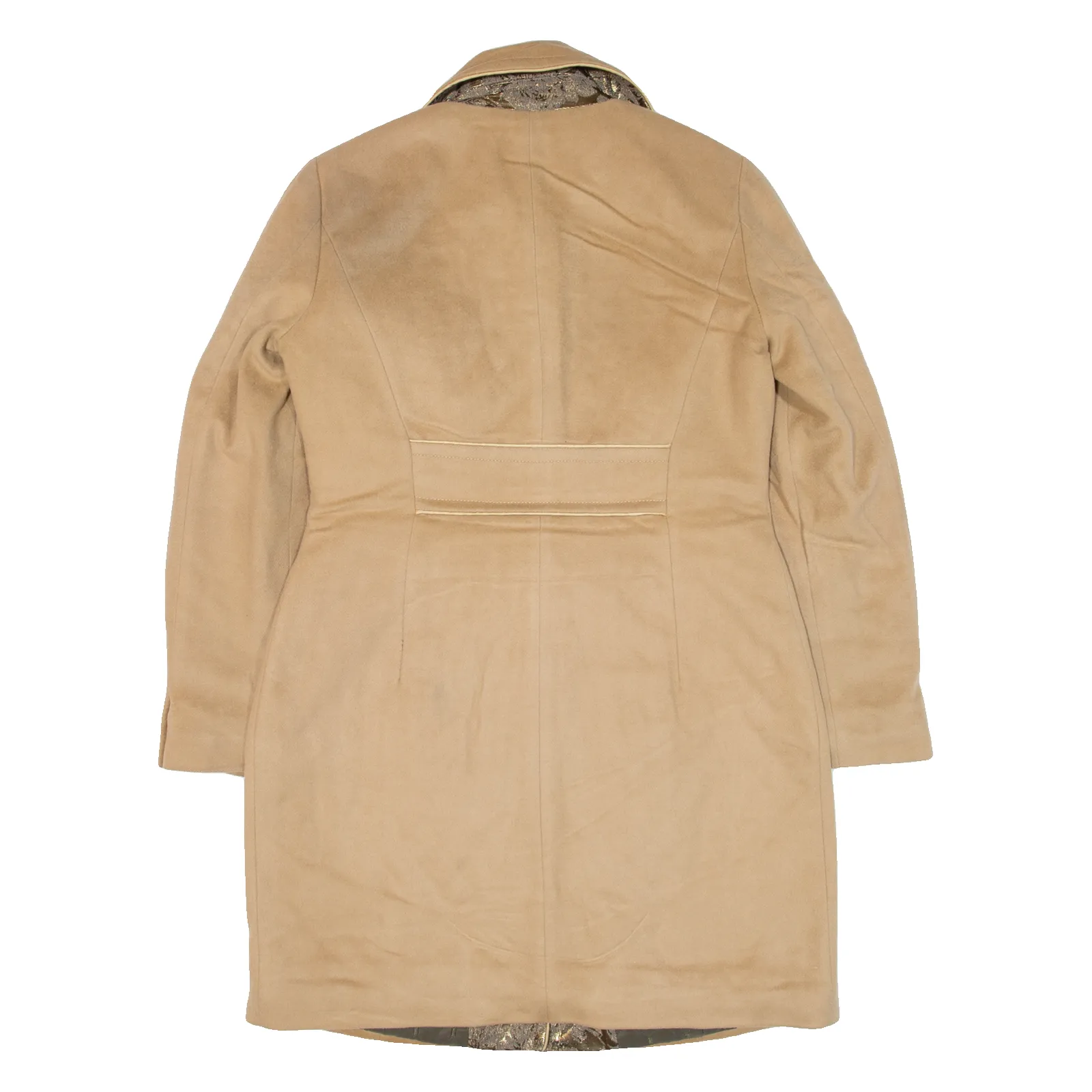 MARELLA Quilted Lined Womens Overcoat Coat Beige Knit S