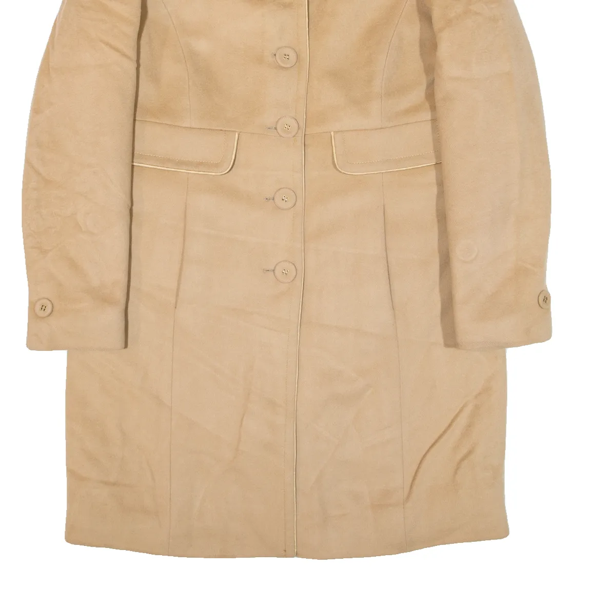 MARELLA Quilted Lined Womens Overcoat Coat Beige Knit S