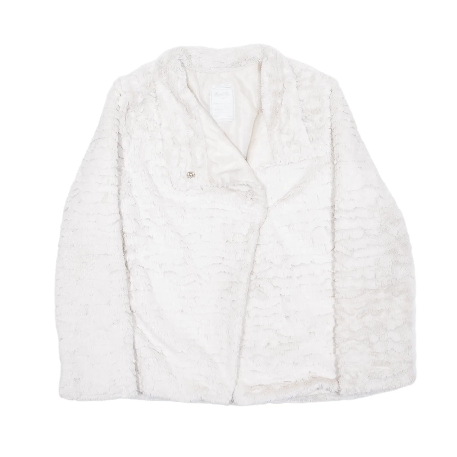 MAYOTAL CHIC Faux Fur Overcoat Jacket Cream Girls 16Y