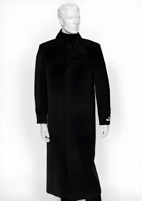 Mens Black Overcoat - Men's Duster Maxi Coat Black 4 Buttons Full Length Coat