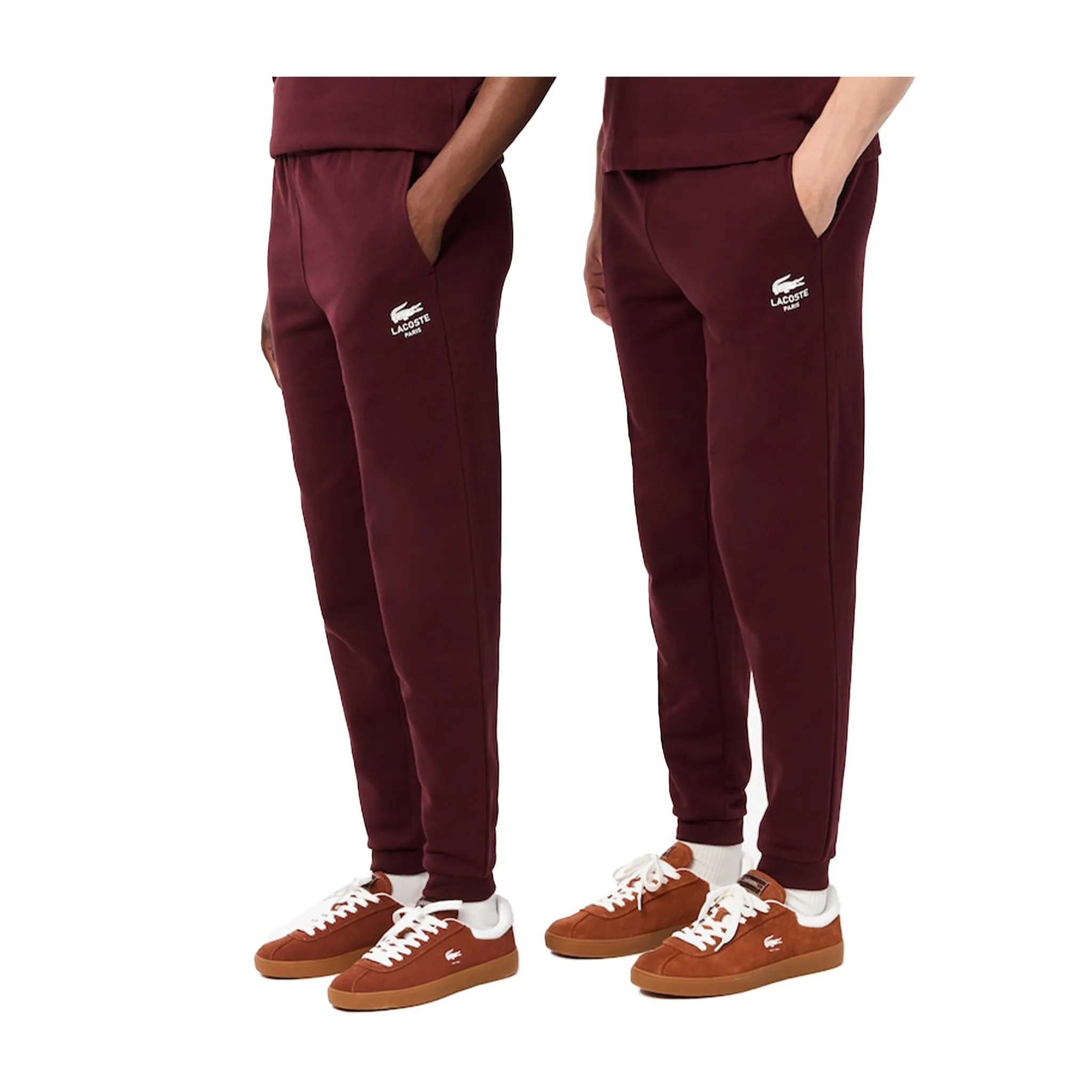 Men's Lacoste Tapered Leg Fleece Trackpants - Bordeaux Dark