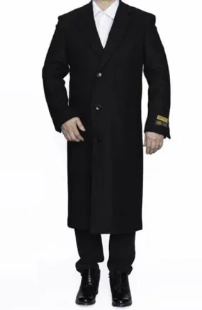 Mens Overcoat -Mens Long Wool Topcoats- Topcoat For Men-Men's Dress Coat Full Length Wool Dress Top Coat / Overcoat In Black Winter Men's Topcoat Sale