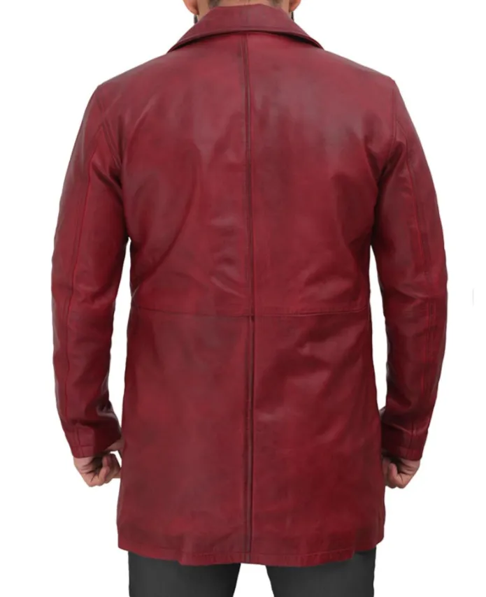 Men's Red Genuine Leather Coat