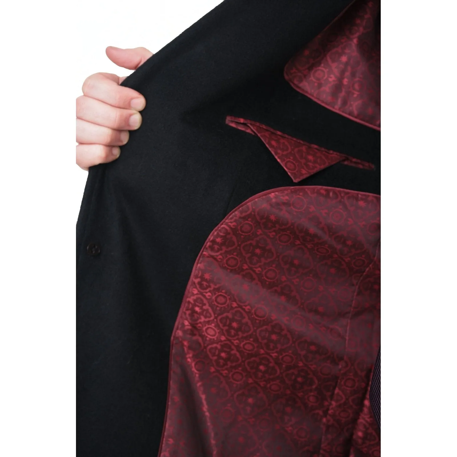 Men's Wool Cashmere Single Breasted Black 3/4 Length Car Coat Top Coat