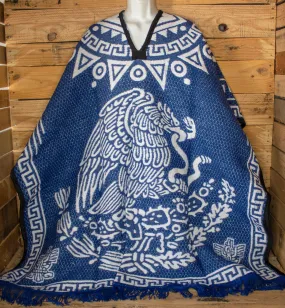 Mexican eagle AGUILA MEXICANA double sided Popocatépetl AZTECA reversible Mexico Poncho Zarape Gaban