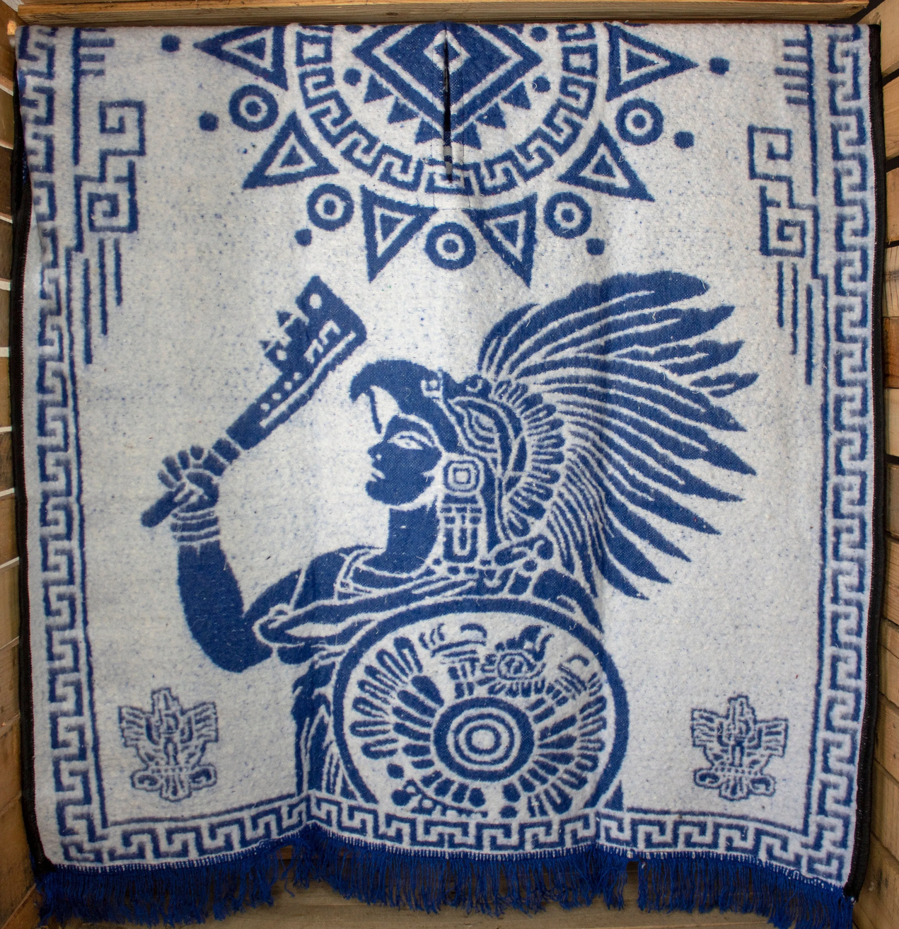 Mexican eagle AGUILA MEXICANA double sided Popocatépetl AZTECA reversible Mexico Poncho Zarape Gaban